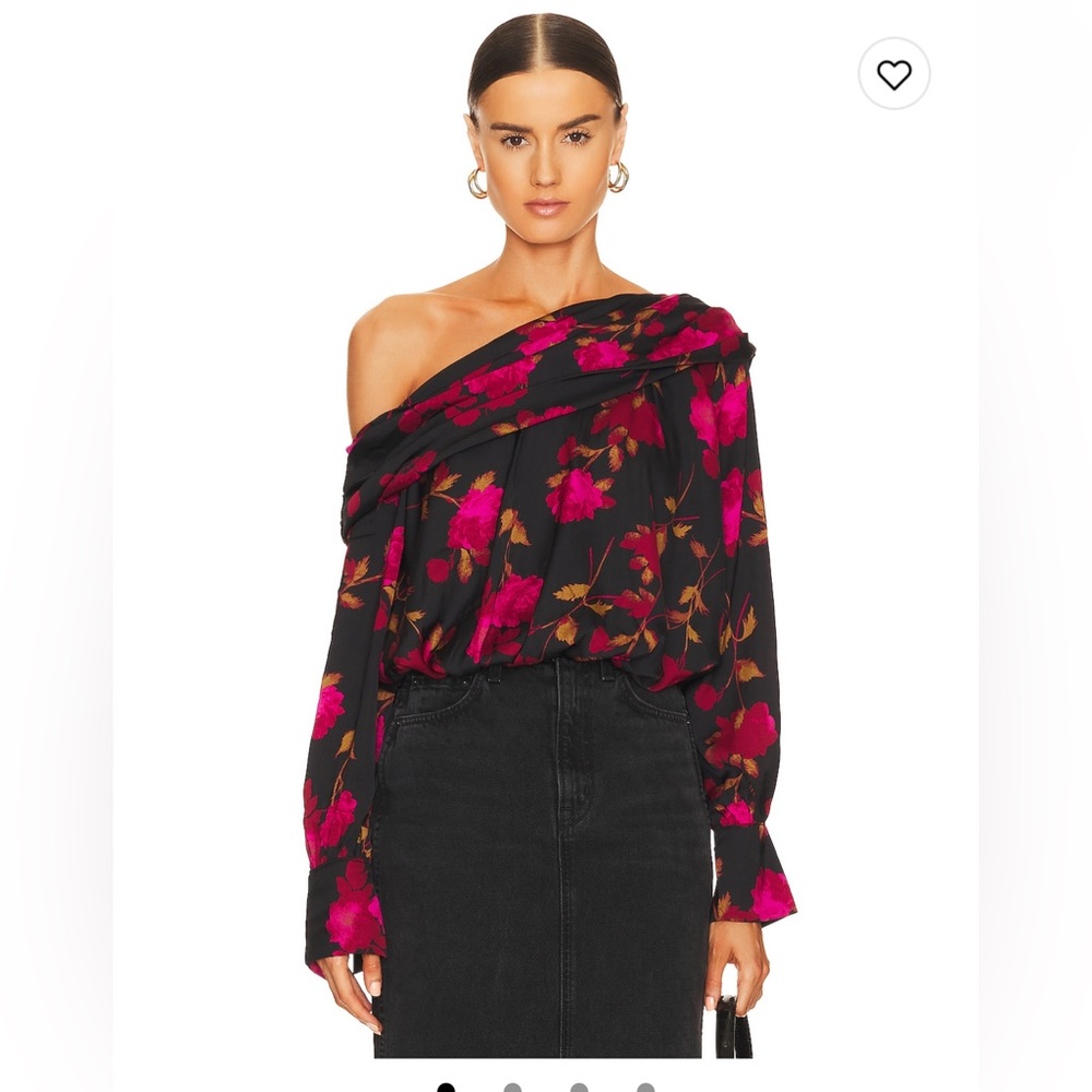 Like new. Worn once. The roses are red with hot pink accent. - Picture 2 of 3